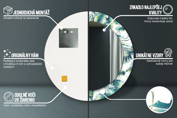 Bedrukte ronde spiegel Bladeren