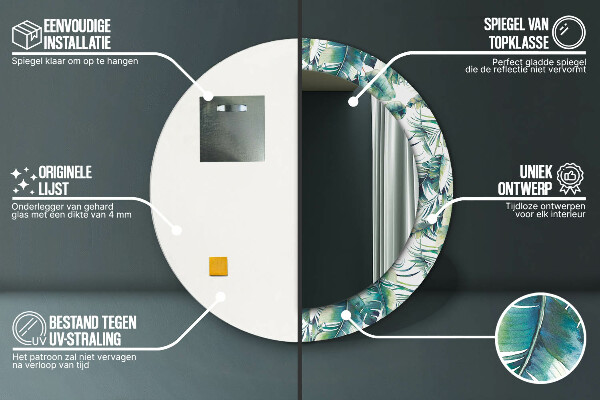 Bedrukte ronde spiegel Bladeren