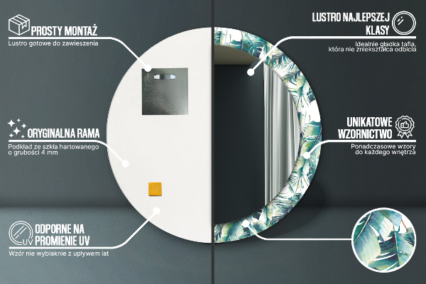 Bedrukte ronde spiegel Bladeren