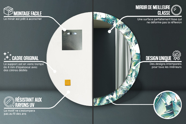 Bedrukte ronde spiegel Bladeren