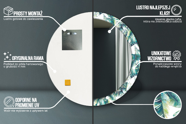 Bedrukte ronde spiegel Bladeren