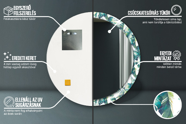 Bedrukte ronde spiegel Bladeren