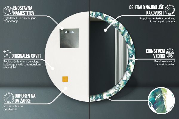 Bedrukte ronde spiegel Bladeren