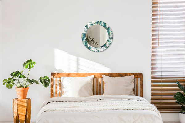 Bedrukte ronde spiegel Bladeren