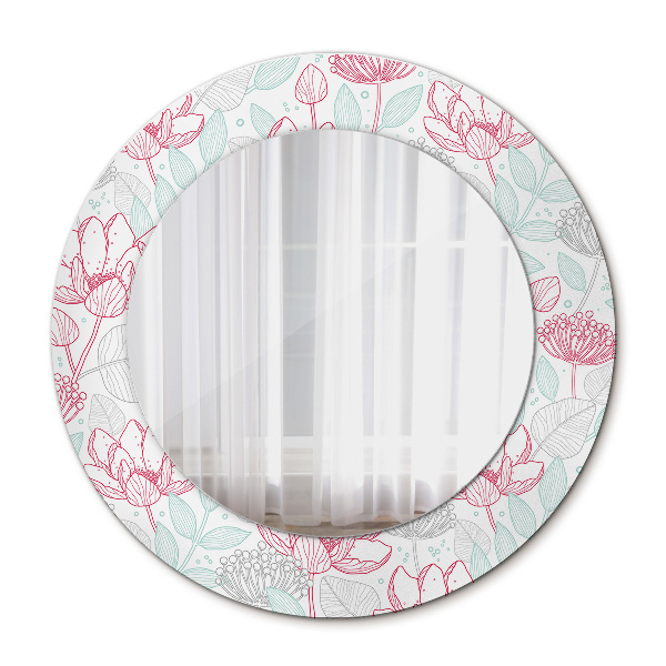 Ronde spiegel met decoratie Bloemen