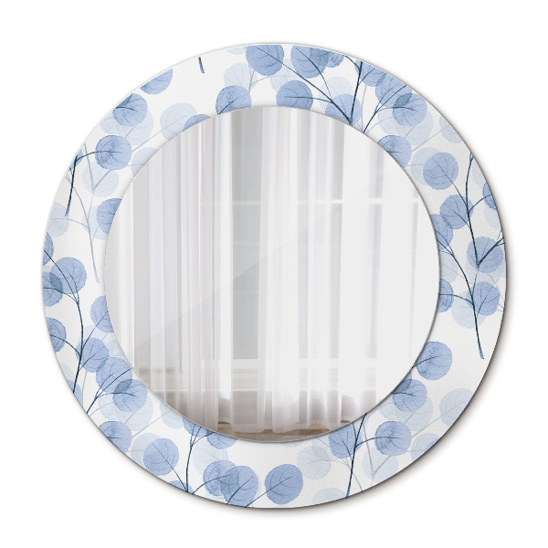 Ronde wandspiegel met print Takken bladeren