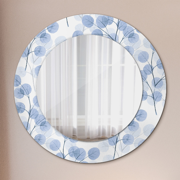Ronde wandspiegel met print Takken bladeren