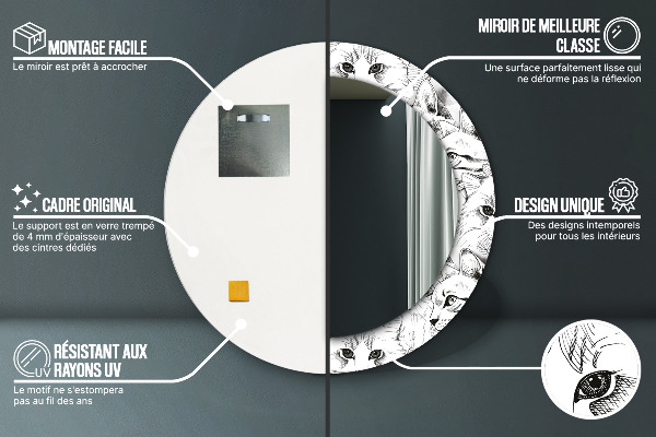 Ronde spiegel met decoratie Huisdieren katten