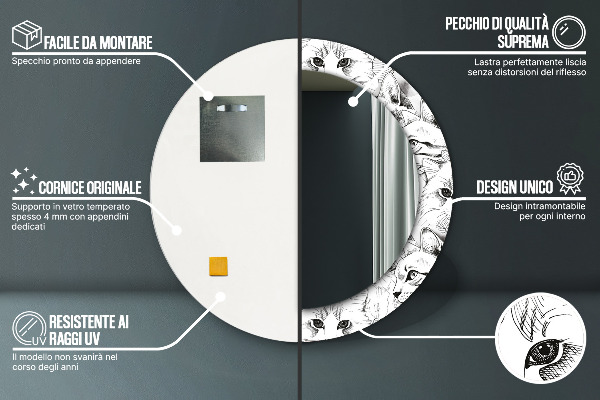 Ronde spiegel met decoratie Huisdieren katten