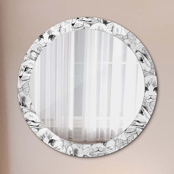 Ronde spiegel met decoratie Huisdieren katten
