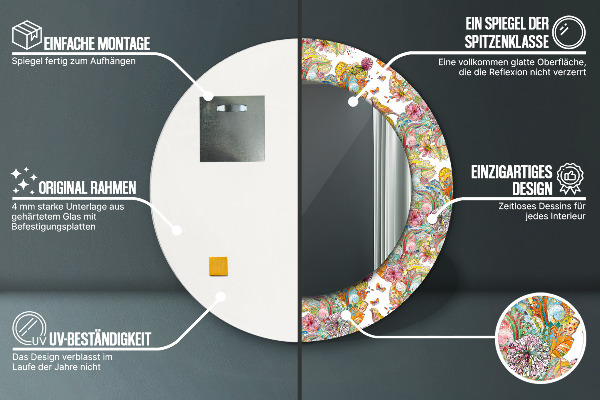 Ronde spiegel met decoratie Een droom over een sprookjesland