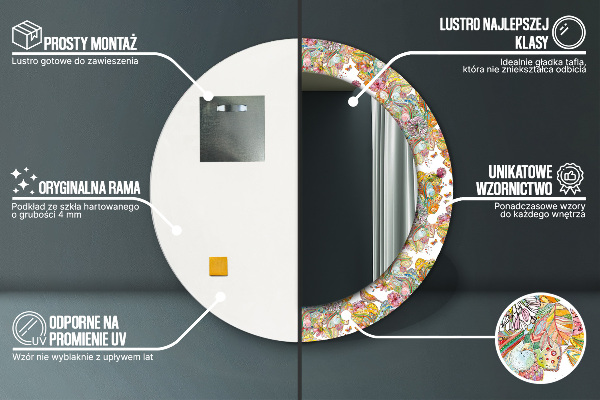 Ronde spiegel met decoratie Een droom over een sprookjesland