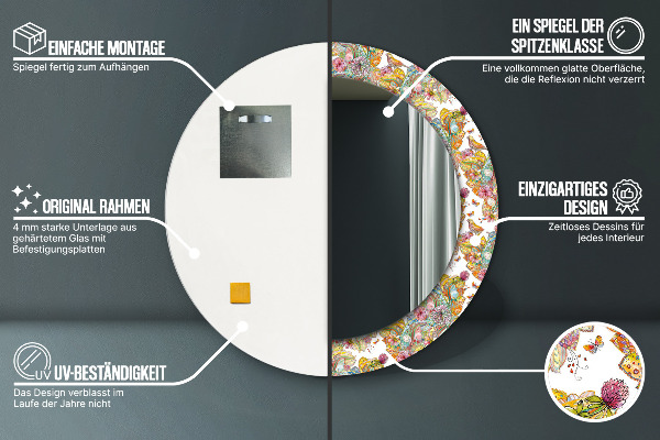 Ronde spiegel met decoratie Een droom over een sprookjesland