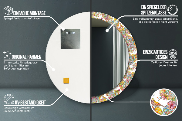 Ronde spiegel met decoratie Een droom over een sprookjesland