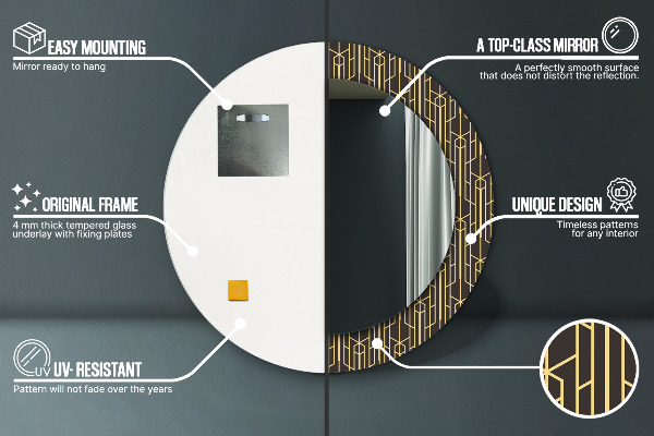 Bedrukte ronde spiegel Abstract