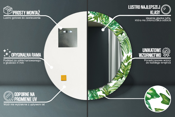 Bedrukte ronde spiegel Jungle bladeren