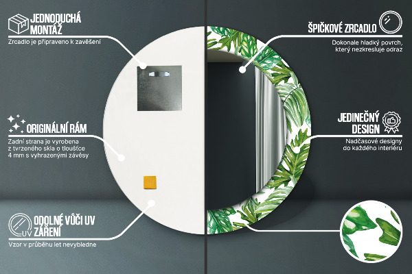 Bedrukte ronde spiegel Jungle bladeren