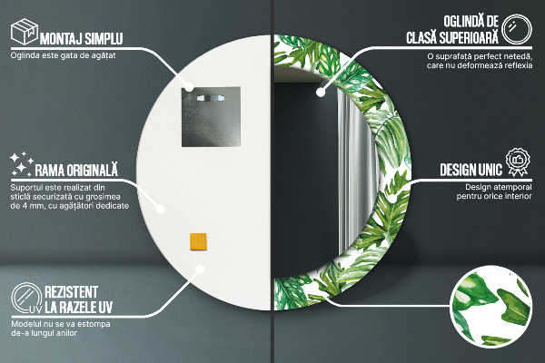 Bedrukte ronde spiegel Jungle bladeren