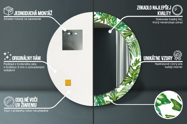 Bedrukte ronde spiegel Jungle bladeren