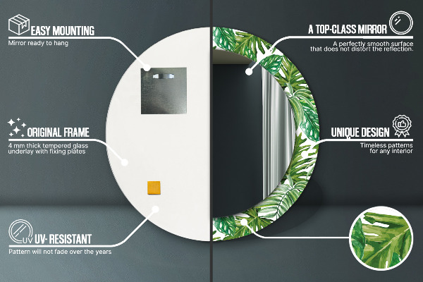 Bedrukte ronde spiegel Jungle bladeren