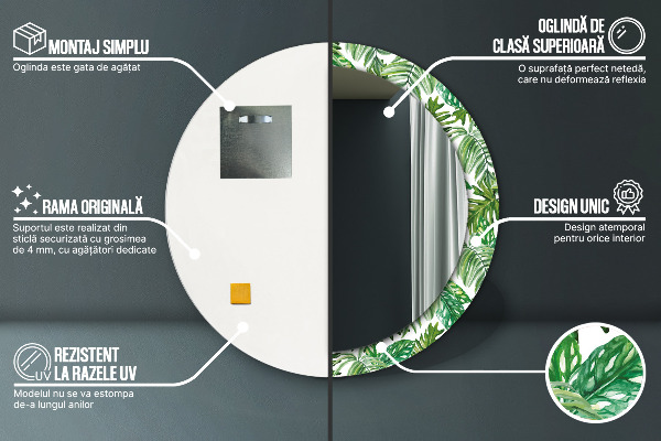 Bedrukte ronde spiegel Jungle bladeren