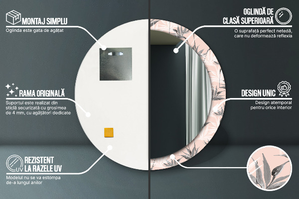 Ronde spiegel met decoratie Een paradijs voor vogels