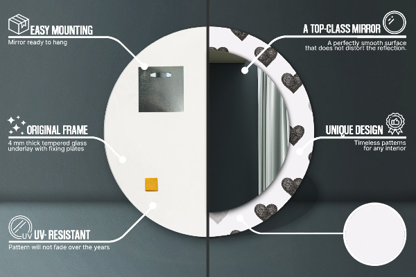 Bedrukte ronde spiegel Abstracte harten