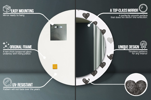 Bedrukte ronde spiegel Abstracte harten