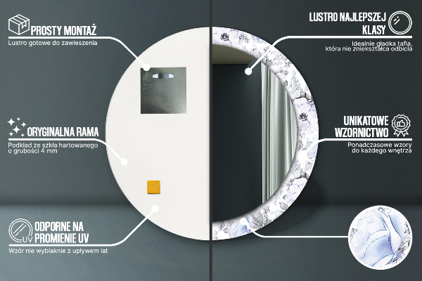 Ronde spiegel met decoratie Blauwe rozen