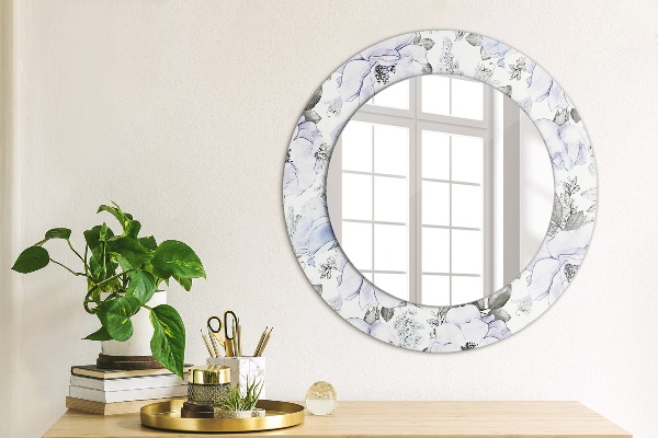 Ronde spiegel met decoratie Blauwe rozen