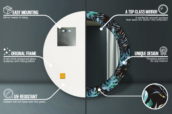 Ronde spiegel met decoratie Exotische bladeren