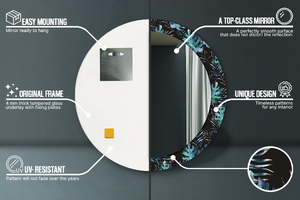 Ronde spiegel met decoratie Exotische bladeren