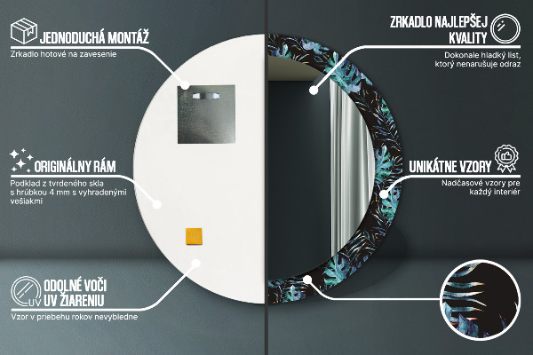 Ronde spiegel met decoratie Exotische bladeren