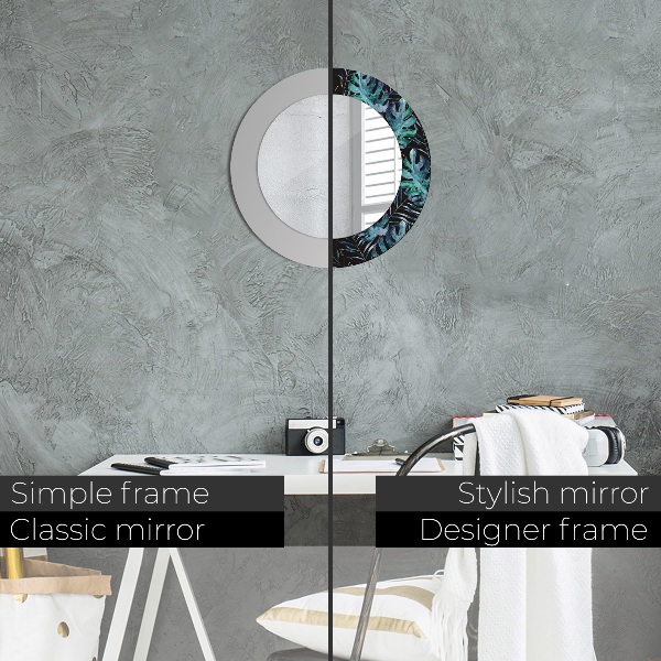 Ronde spiegel met decoratie Exotische bladeren