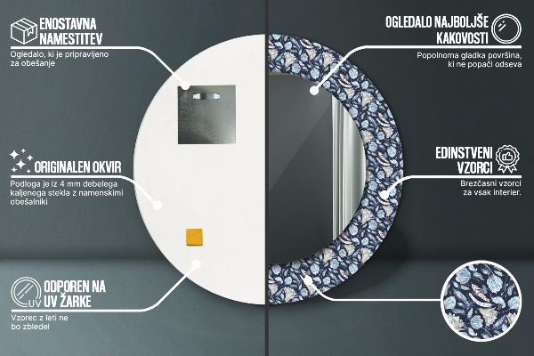 Bedrukte ronde spiegel Boho-patroon