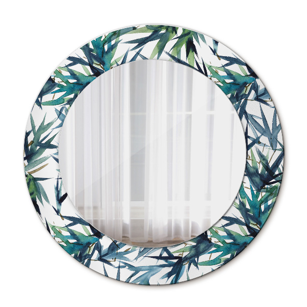 Ronde wandspiegel met print Blauwe palmbomen