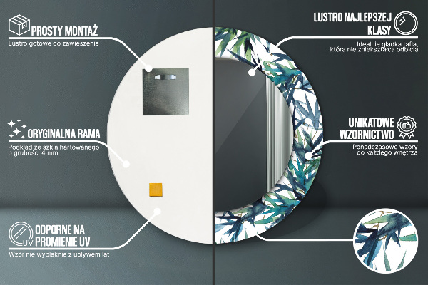 Ronde wandspiegel met print Blauwe palmbomen