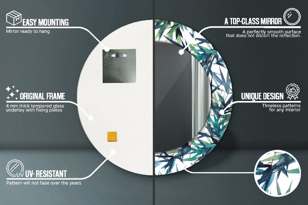 Ronde wandspiegel met print Blauwe palmbomen