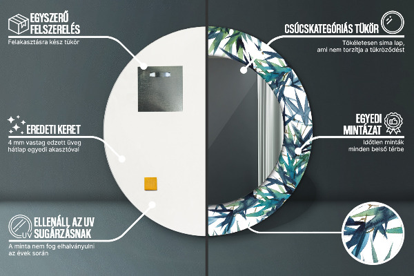 Ronde wandspiegel met print Blauwe palmbomen