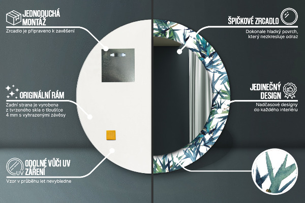 Ronde wandspiegel met print Blauwe palmbomen