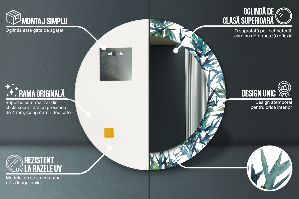 Ronde wandspiegel met print Blauwe palmbomen