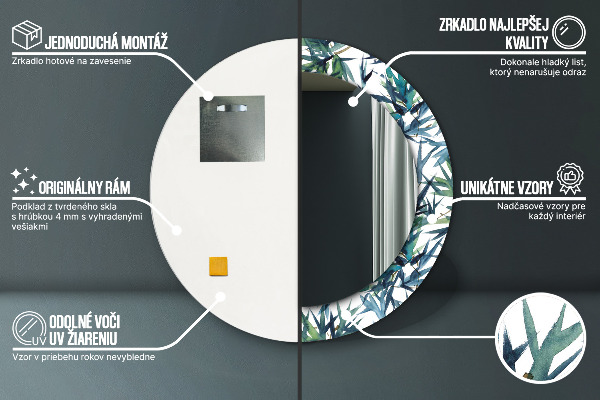 Ronde wandspiegel met print Blauwe palmbomen