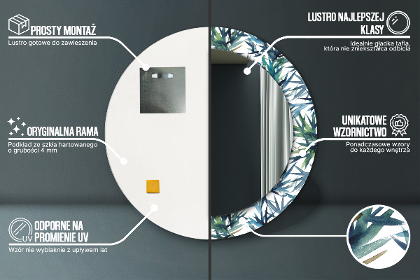 Ronde wandspiegel met print Blauwe palmbomen