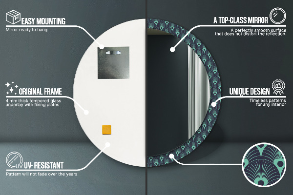 Bedrukte ronde spiegel Bloemenpatroon