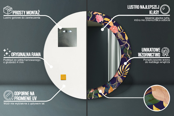 Ronde spiegel met bedrukte lijst Aquarel planten