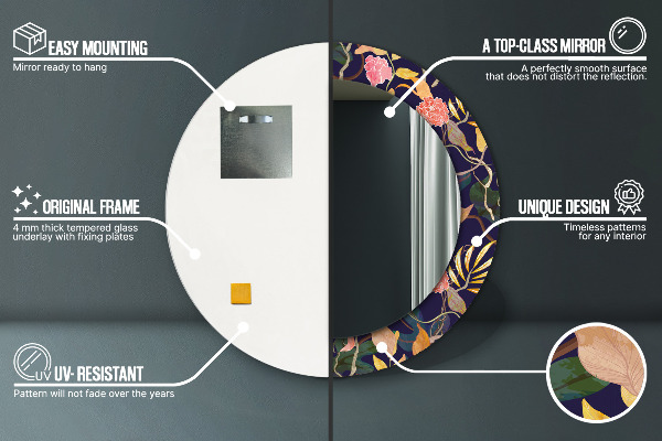 Ronde spiegel met bedrukte lijst Aquarel planten