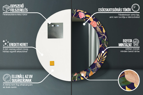 Ronde spiegel met bedrukte lijst Aquarel planten