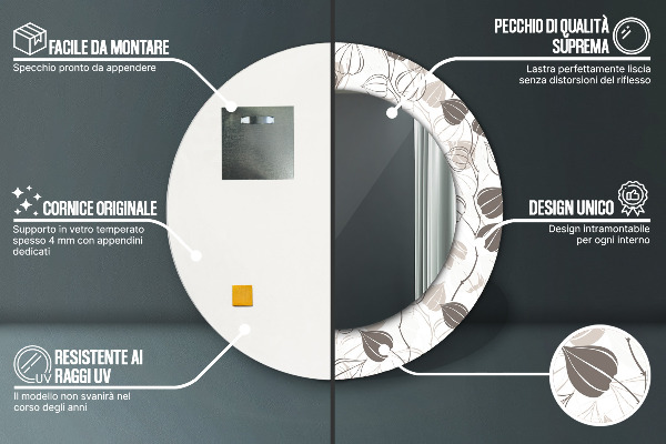Bedrukte ronde spiegel Abstracte bloemen