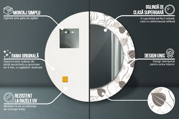 Bedrukte ronde spiegel Abstracte bloemen