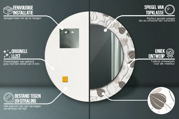 Bedrukte ronde spiegel Abstracte bloemen